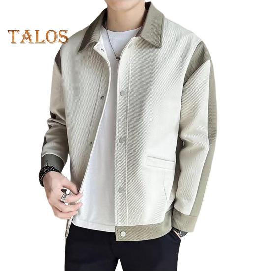 

Мужская куртка с лацканами и длинным рукавом, цветная куртка в стиле пэчворк, пальто с карманами, застежка на пуговицы, повседневная верхняя одежда на весну и осень L абрикосовый