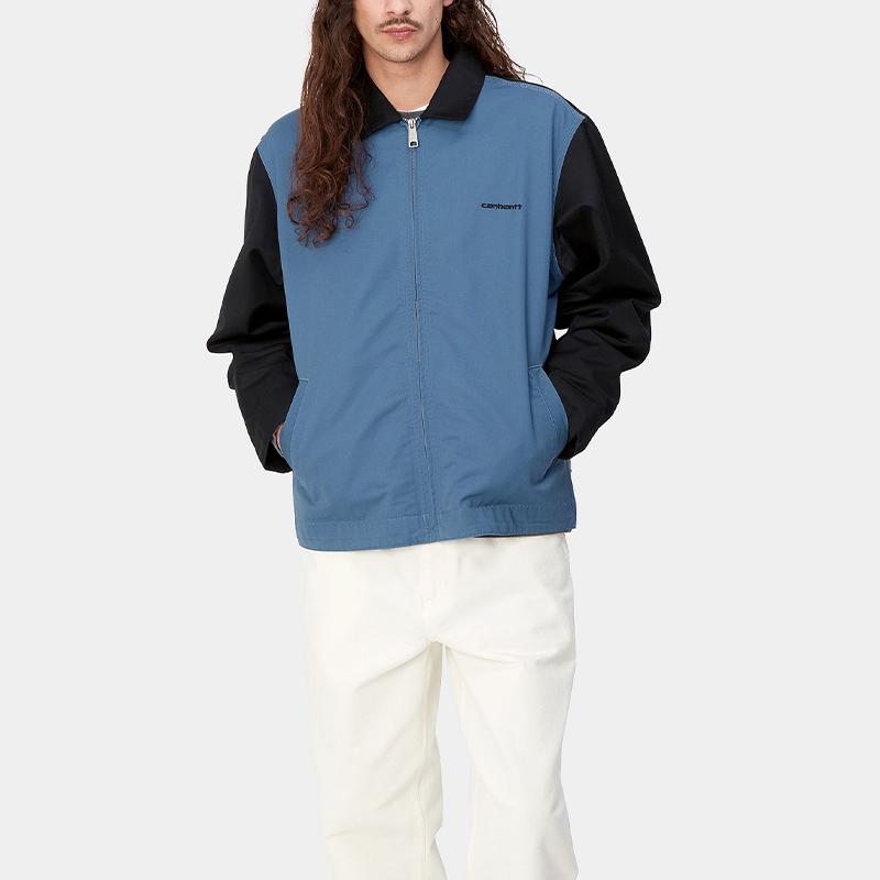 Carhartt WIP SS24 Module Script Jacket Front Zipper Embroidered Logo Long Sleeve Jacket Unisex Jacket Blue I032977-23M-01
