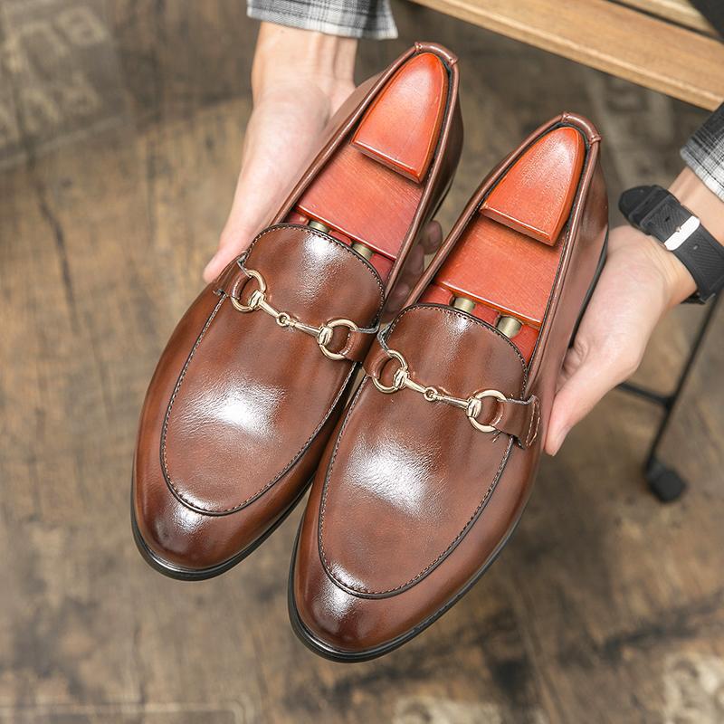 

2 autumn and winter men s business leather shoes trend one pedal driving shoes ancient casual green 38 коричневый