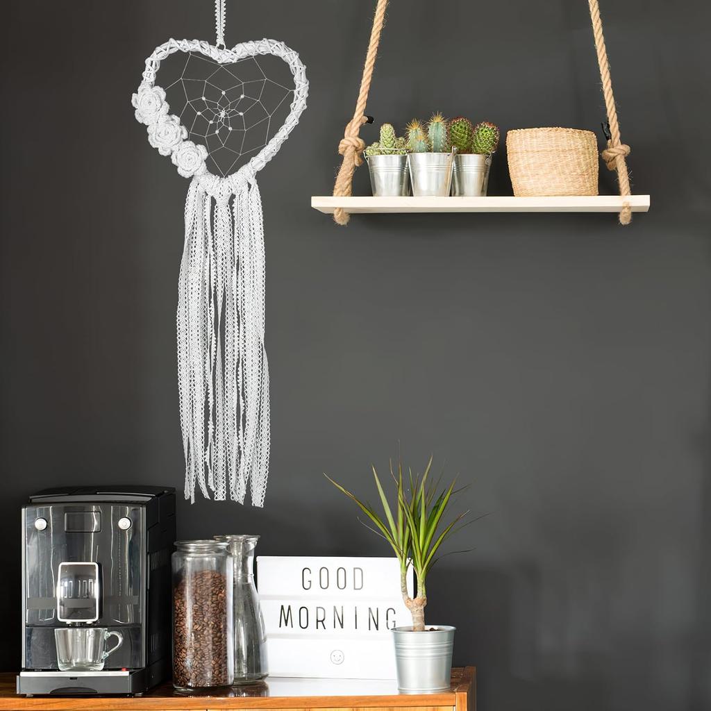 DECHOUS 9Pcs Heart Dream Catcher Ring: Sliver Metal Rings Macrame Hoop for Dream Catcher Making - 3 Sizes Heart Shape Dreamcatcher Hoops for Crafts