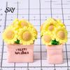 Resin Flower Decoration Miniature Potted Mini Artificial Bonsai Dollhouse Desk Ornament Accessory Tiny Fairy Garden Ornaments for DIY Crafts
