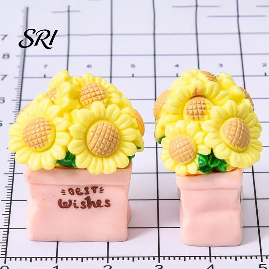 Resin Flower Decoration Miniature Potted Mini Artificial Bonsai Dollhouse Desk Ornament Accessory Tiny Fairy Garden Ornaments for DIY Crafts