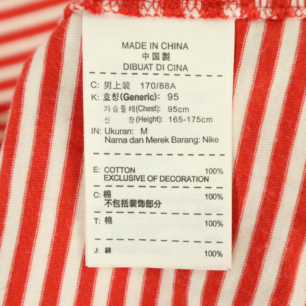 NIKE Border Pattern Short sleeve Crew neck T-shirt M Red Men's Used