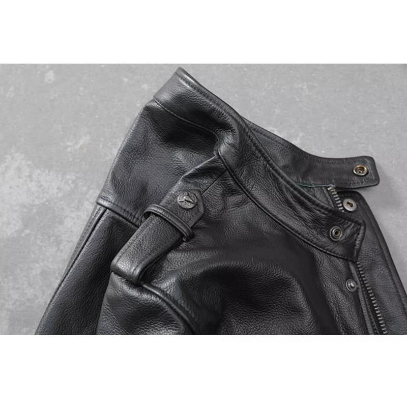 Chinese Size Men Leather Jacket Genuine Cowhide Black Autumn