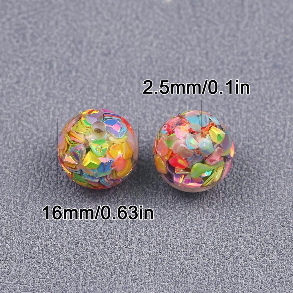 16Mm Colorful Color Resin Sequins Round Spaced Loose Beads For Jewelry Making Charms Bracelet Necklaces Keychain Diy Accessories