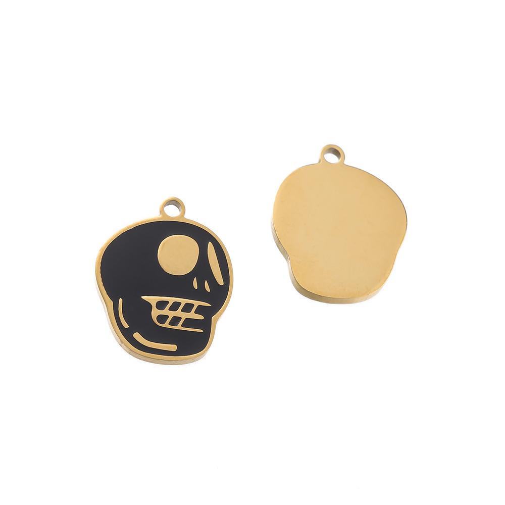 1pcs Stainless Steel Cartoon Halloween Enamel Charms Pumpkin Skeleton Ghost Bat Cat Pendants for DIY Jewelry Making Accessories