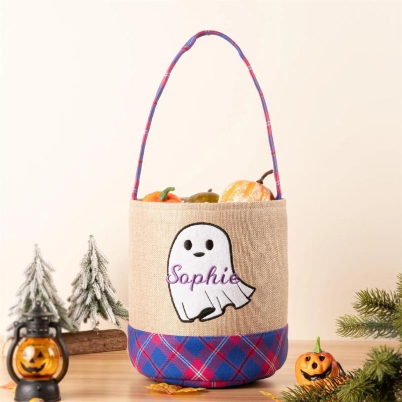 Fabric Trick or Treating Bucket Bag Friendly Halloween Party Accessory For Children Candy Collection