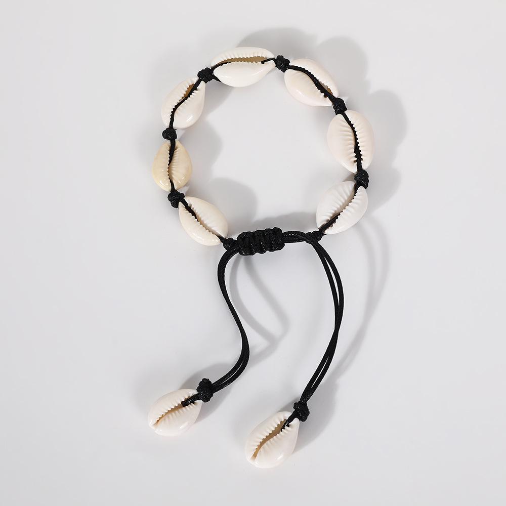 Hawaiian Bohemian Shell Beaded Bracelet with Waxed Cord