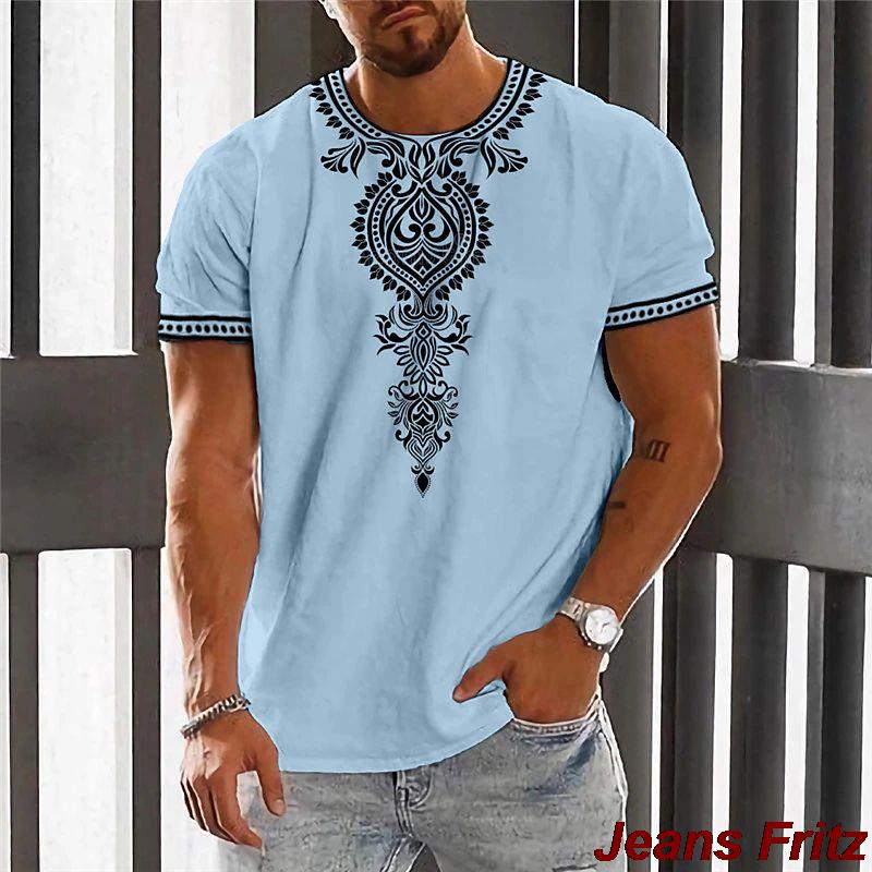 Ethnic Retro T-shirts, 3D Printed Clothing, Men's Round-neck T-shirts, Men's Summer Casual Streetwear