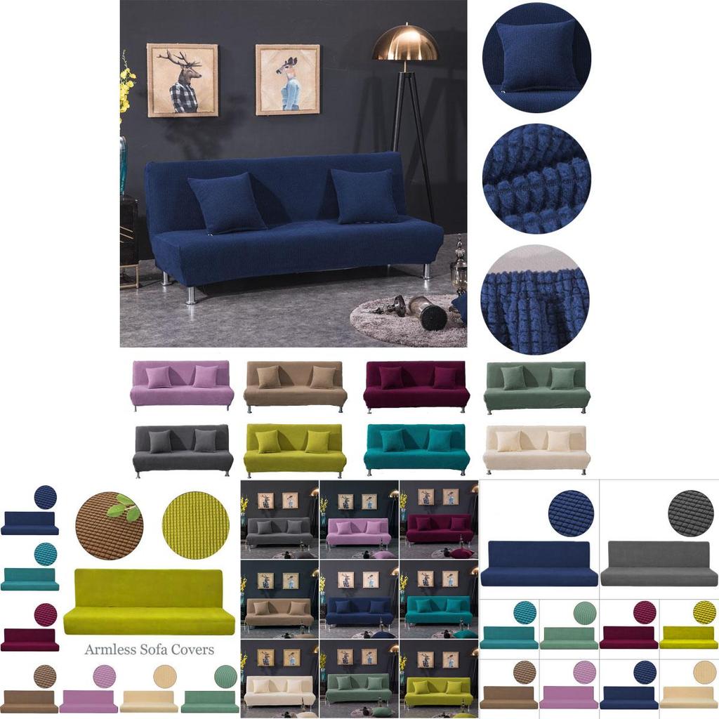 Soft And Durable Stretch Sofa Slipcover Perfectly Fits Full Folding Armless Futons