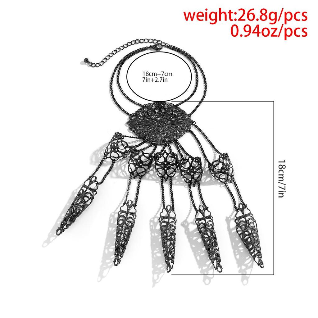 Punk Gothic Cone Tassel Finger Bracelet Hand Chain