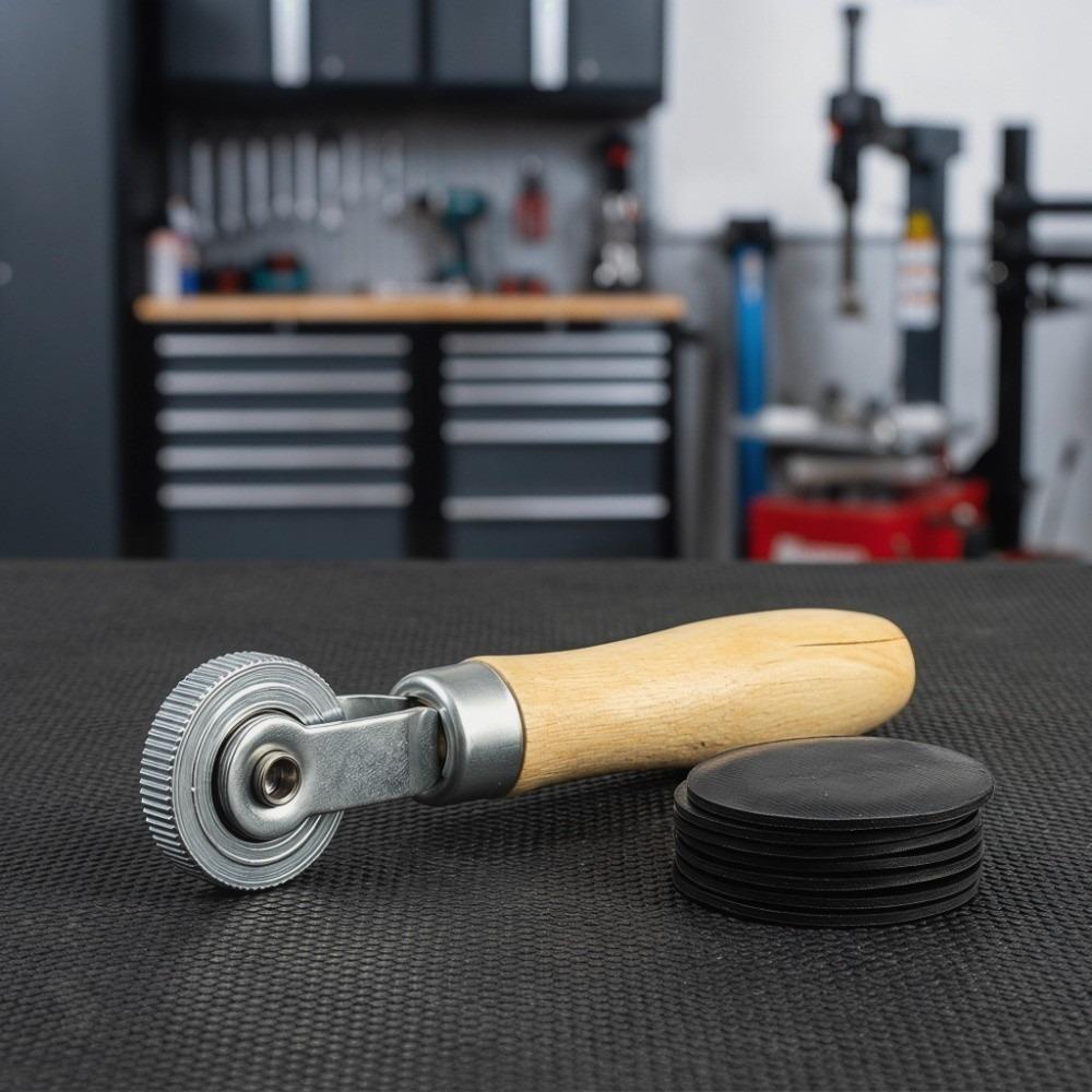 Roller Bearing Tire Patch Roller Wooden Handle Puncture Patch Tool  Car Audio Installation