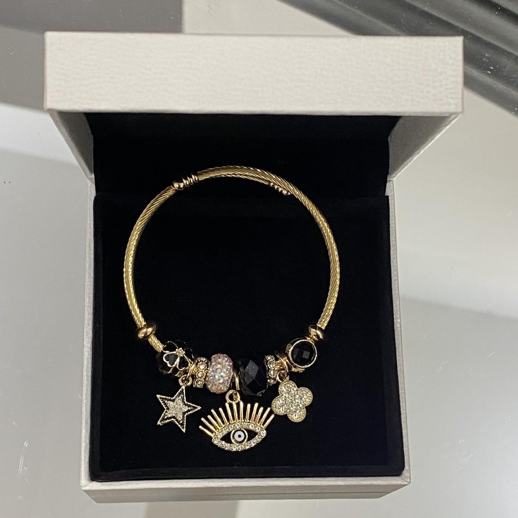 Fashion Demon Eye Pendant Bracelet Stainless Steel Enamel Star Clover For Women And Men