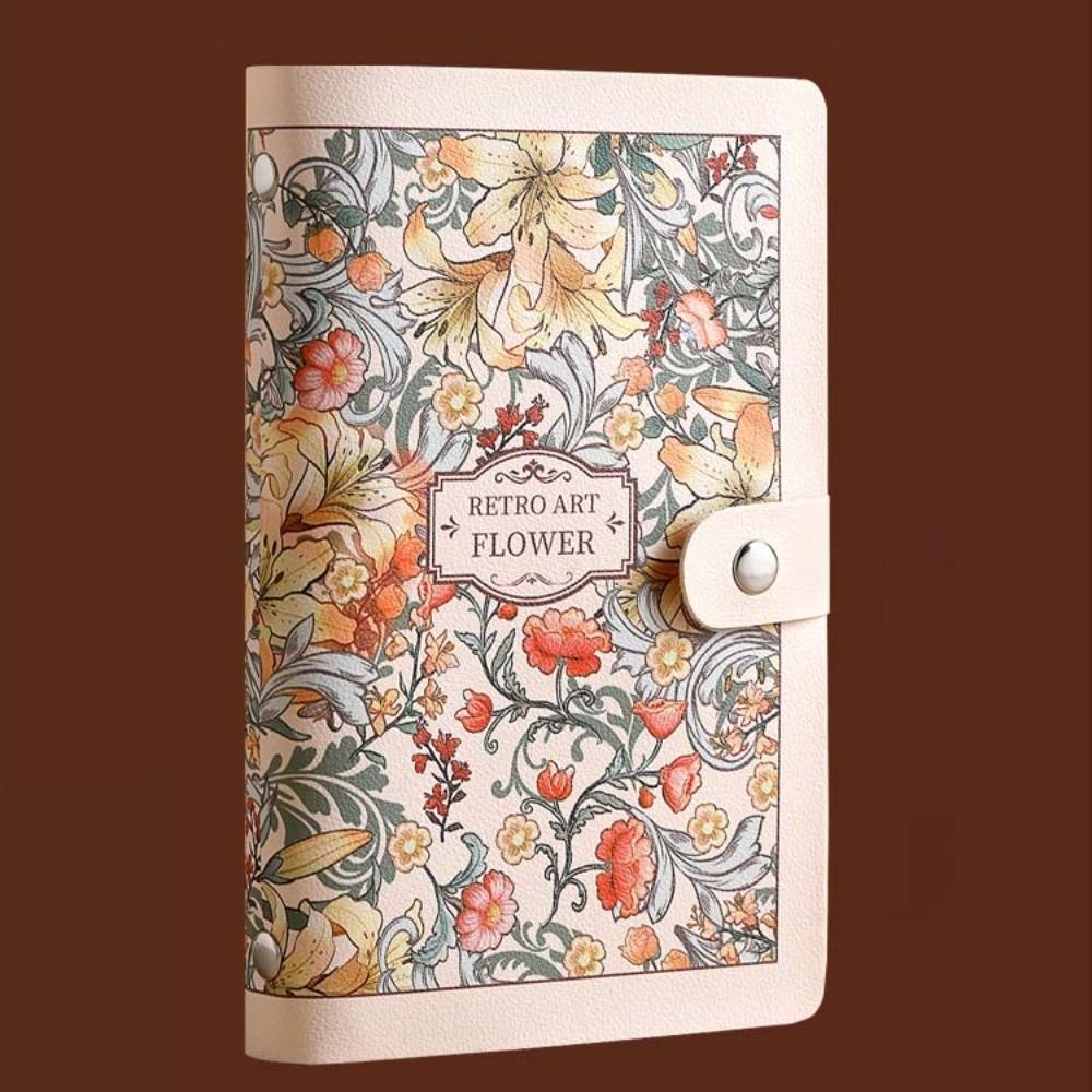 A6 Cash Budget Ledger Flower Printed Leather Savings Book Button Notebook for Money  Office