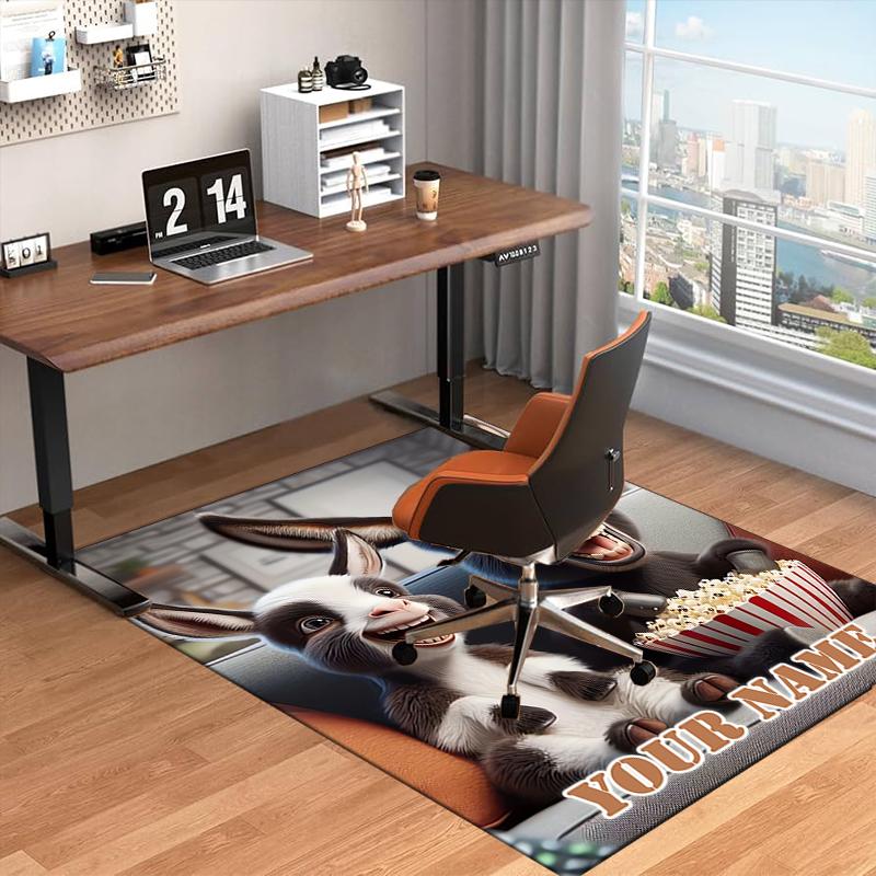 1PC Custom Name Donkey Goat Movie Night Theme Floor Mat Ideal for Living Room, Game Rooms, Office, Bedroom Floor Mat Playful Design