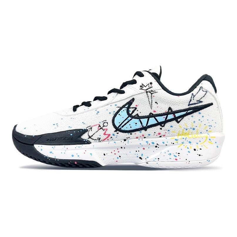 Nike Air Zoom G.T. Cut Academy Cushioning Abrasion Resistant Breathable Low top Basketball Shoes Men's Black White FB2598-100(Team40-)