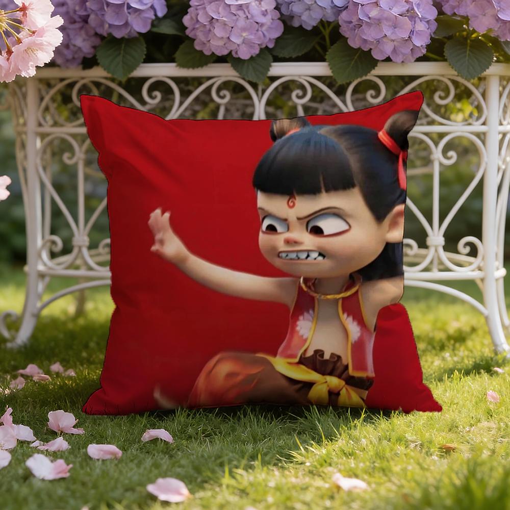 Animated Movie Nezha Cushion Cover Home & Car Dual-Scene Pillow Cover: Reversible for Premium Comfort