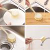 1PCS Long Handle Pan Pot Brush Sink Dish Bowl Washing Cleaning Brush Wheat Straw Fiber Brush Stain Removal Kitchen Cleaning