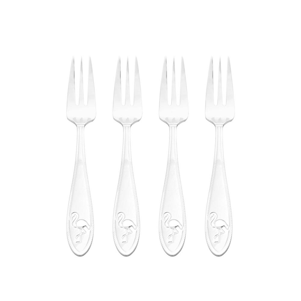 Alltägliche Flamingo Vorspeisengabeln Set mit 4 Cocktailgabeln Edelstahl Spülmaschinenfest Küstencharme Speiseutensilien Essen
