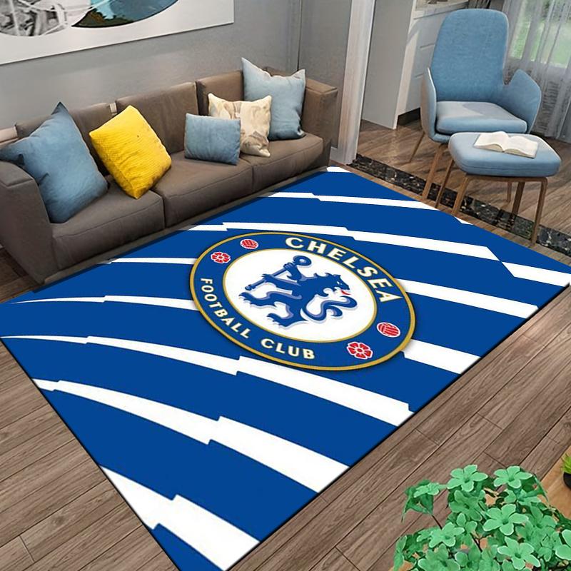 "Blauer Fußballclub Logo Teppich mit weißen Streifen für Heimdekoration" Geeignet für den Einsatz als Anti-Rutsch-Matte für Wohnzimmer, Schlafzimmer, Sofas