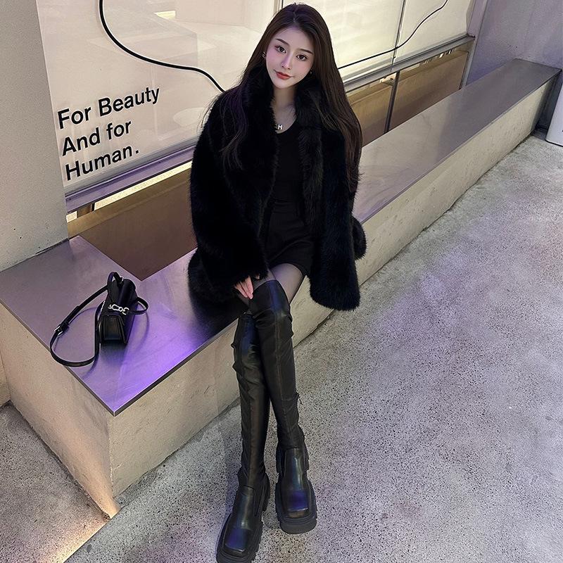 Imitation fox hair stand-up collar fur women's winter new environmentally friendly fluffy coat young warm plush coat