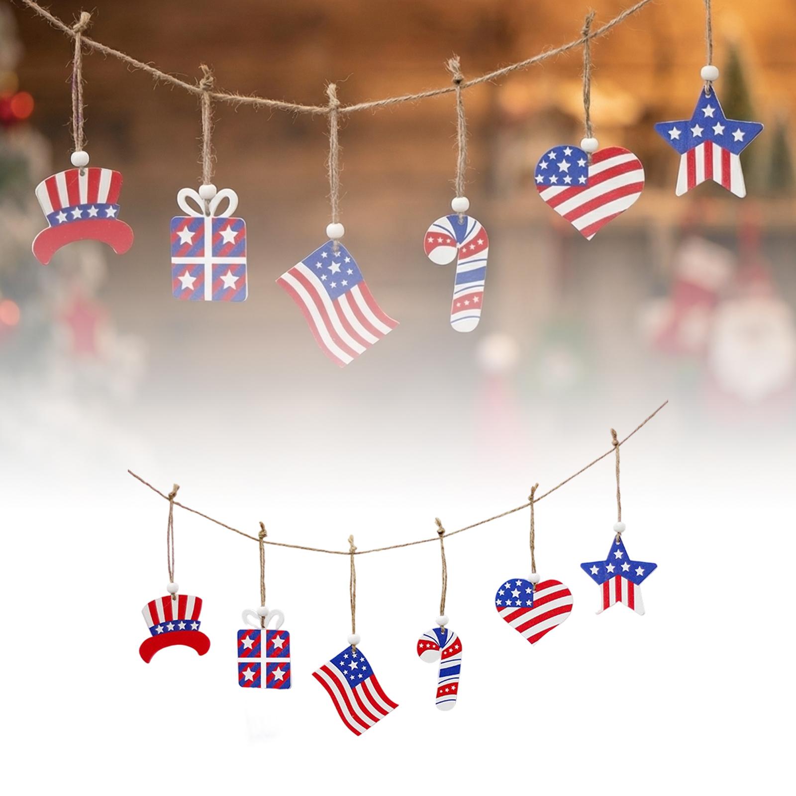 Independence Day Decorations: 6 American Flags, Wooden Plaques, Independence Day Parties, Election Decorations One Size