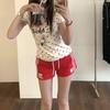 Women's 2026 Color Block High Waist Retro Sports Shorts - Drawstring, Loose, Casual Versatile Hot Pants