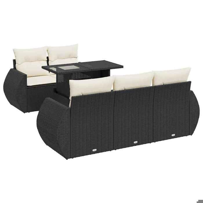 VidaXL Salon de jardin 6 pcs avec coussins noir résine tressée 3326567