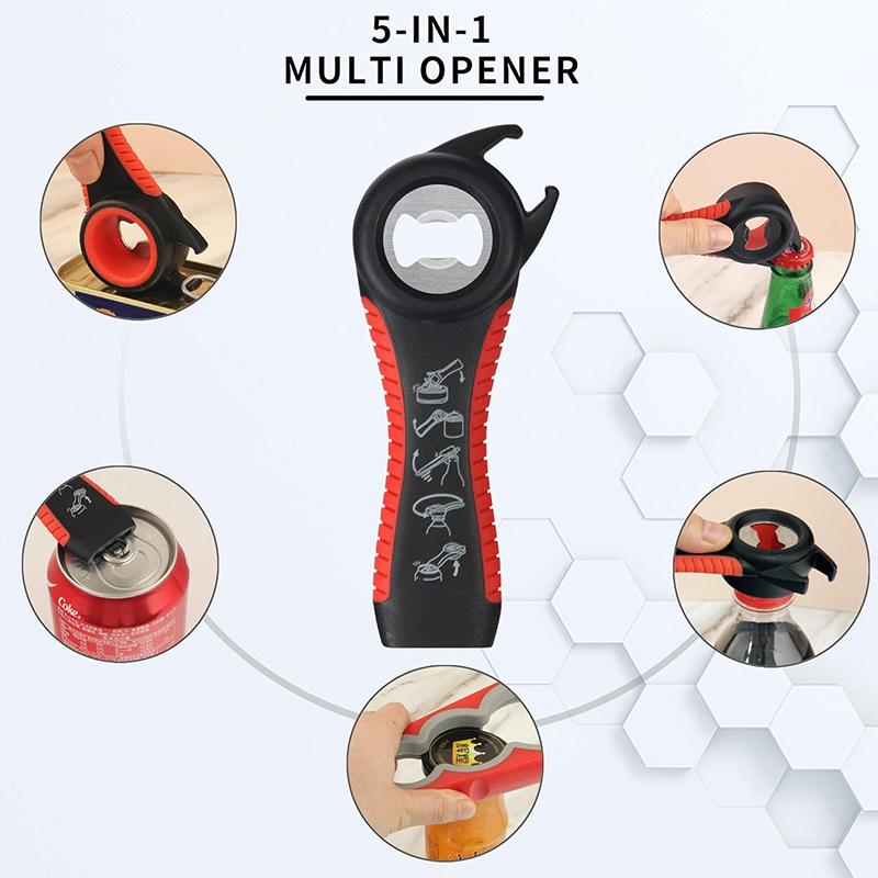2 Stück/Set 5-in-1 Flaschenöffner Multifunktions-Glas-Dosenöffner-Set Angewendet auf Konserven für Bier-Getränkeflaschen Gutes Küchenwerkzeug