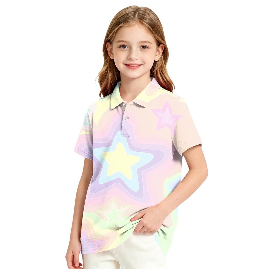 Girls' Polka Dot Print School Uniform T-Shirt for Casual and Formal Wear