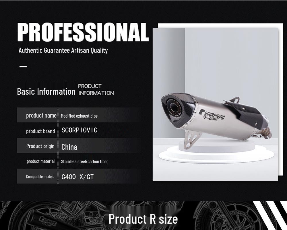 Carbon Fiber Tail Section Exhaust for BMW C400X/C400GT Motorcycle