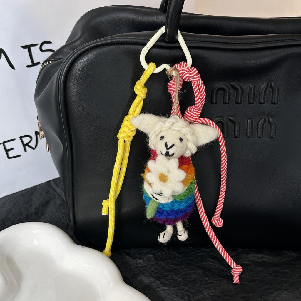 Handmade Nepal Wool Felt Bag Charm: Cute Pendant Jewelry Accessory