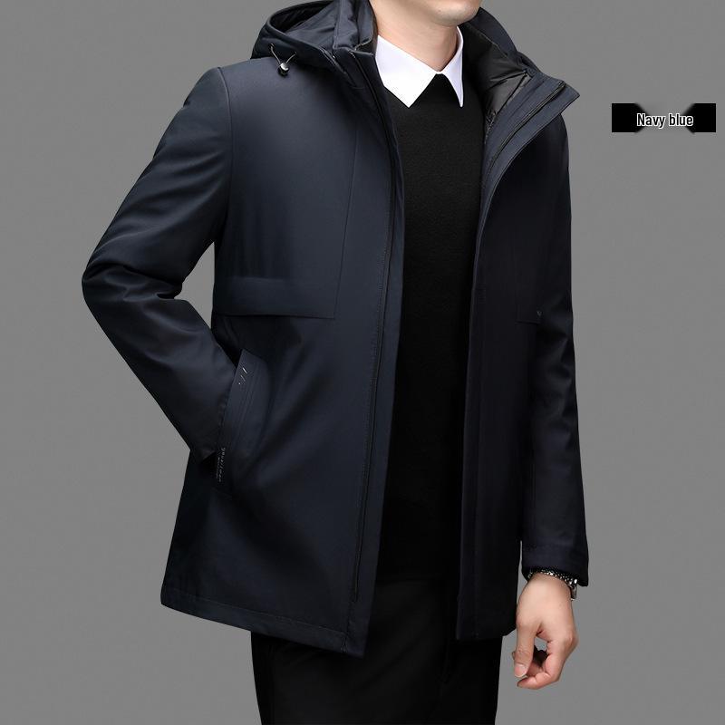 Brand High-End Men's Goose Down Jacket: Thickened, Warm, Hooded, 5-in-1 Casual Coat for Middle-Aged Dads