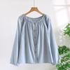 Women's Pure Cotton Gauze Pajama Set - Spring/Summer, Long Sleeve, Nine-Point Pants, Loose Fit, Japanese Style, Solid Color.