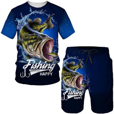 Più nuovo Animale Da Pesca 3D Stampato Tee/Vestito Harajuku Uomo Donna Camo Caccia Vestiti di Campeggio Hip Hop Streetwear T-Shirt e Pantaloncini set
