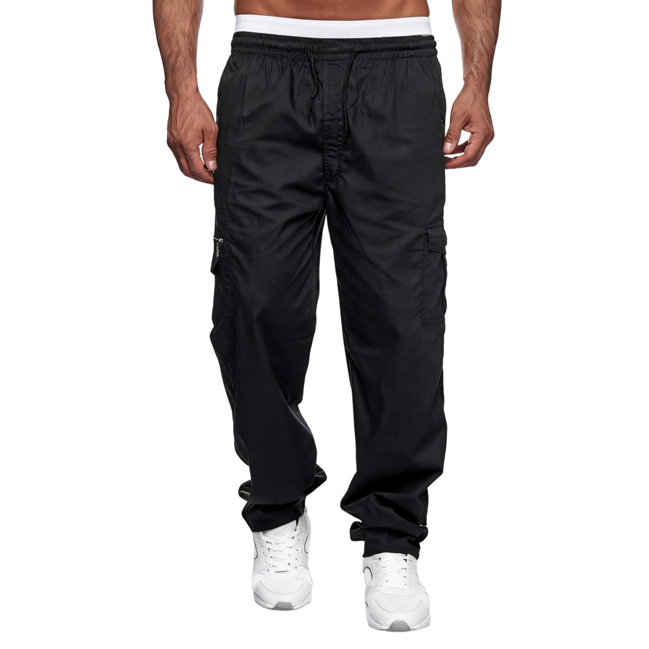 

Men s Multi-pocket Wide-leg Work Pants / Outdoor Pants / Fitness Pants XXL чёрный