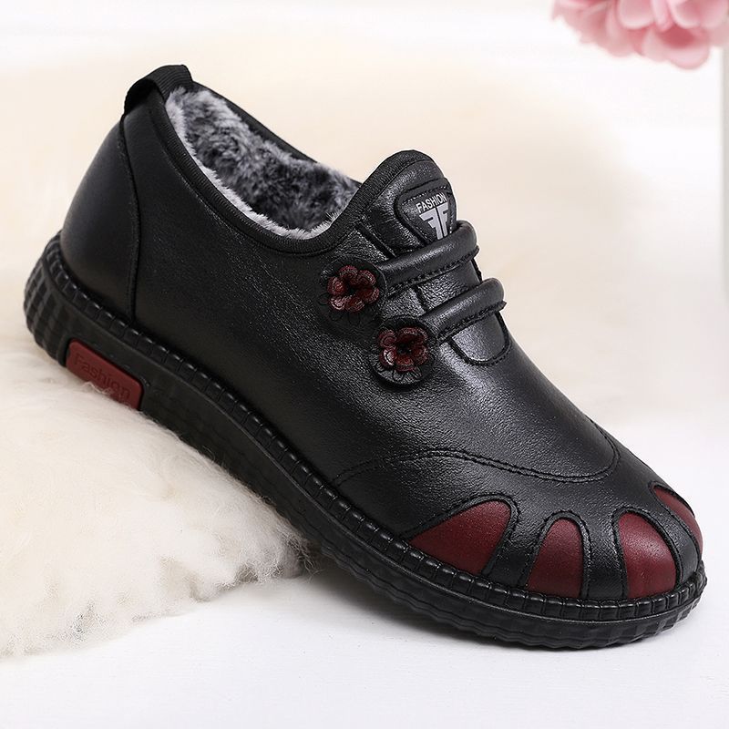 Winter new women's cotton shoes middle-aged and elderly one-pedal snow boots piled and thickened to keep warm, comfortable and non-slip