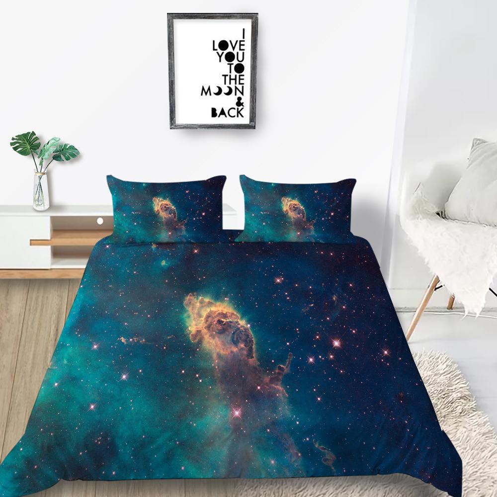 Star Printing Bedding Single Double Bed Full Size 3D Microfiber Universe Printing Pillowcase and Quilt Cover 2/3 Comfortable Home Decoration