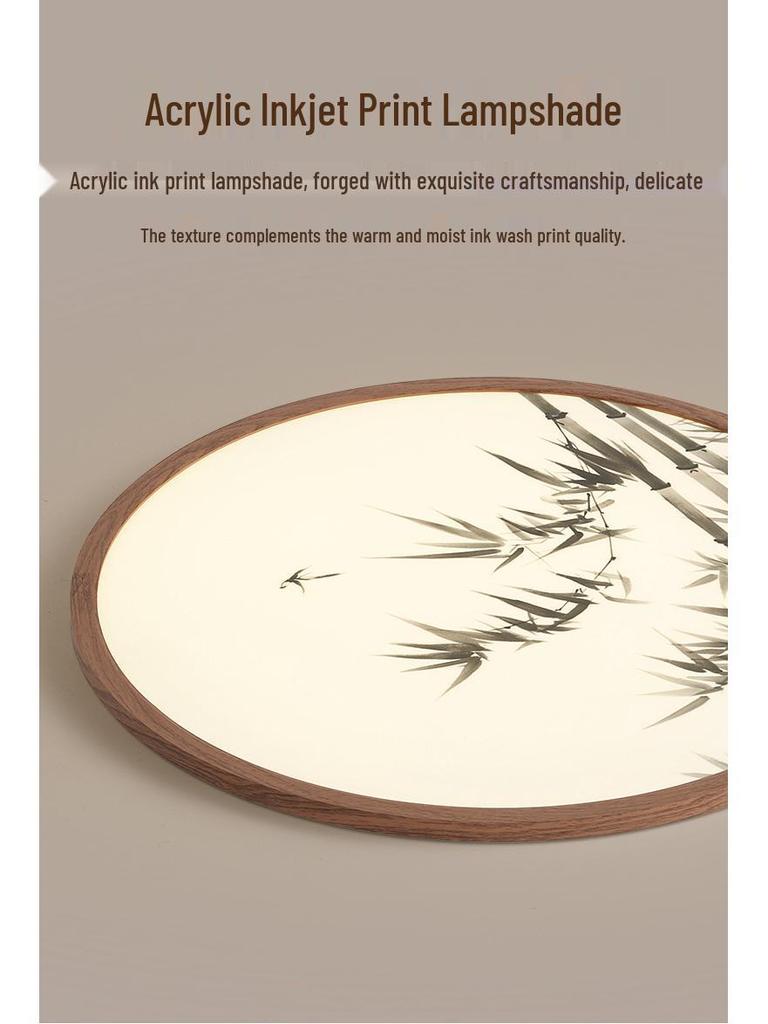 Zen-Inspired Ultra-Thin Bamboo Shadow Ceiling Light - Song Dynasty Aesthetic for Master Bedroom