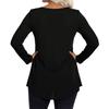 Ladies' Casual And Fashionable Round Neck Collar Lace Long Sleeved Solid Color T-shirt Plus Size Top