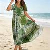 Robe longue décontractée à manches courtes et col en V pour femme avec imprimé tournesol Coupe ample Style Boho d'été pour un usage quotidien