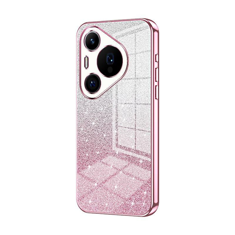 Applicable to Huawei Pura80Pro electroplated glitter mobile phone case Pura70Pro transparent P60 anti-drop protective case P30