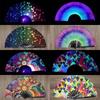 Vintage UV Ink Printing Kung Fu Fan Foldable Handmade Fluorescent Fan Folding Fan Festival