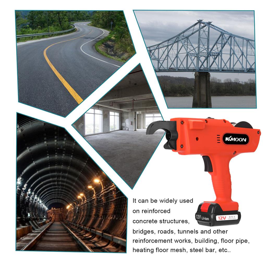 KKmoon 12 V Automatic 834MM Rebar Tier Cordless Rechargeable Tying Binding Machine