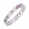 Bracelet Chaîne Magnétique Santé 11mm Couleur Or Rose Punk pour Femmes Hommes Hiphop Acier Inoxydable Noir Bijoux Manchette Bio Énergie Vélo
