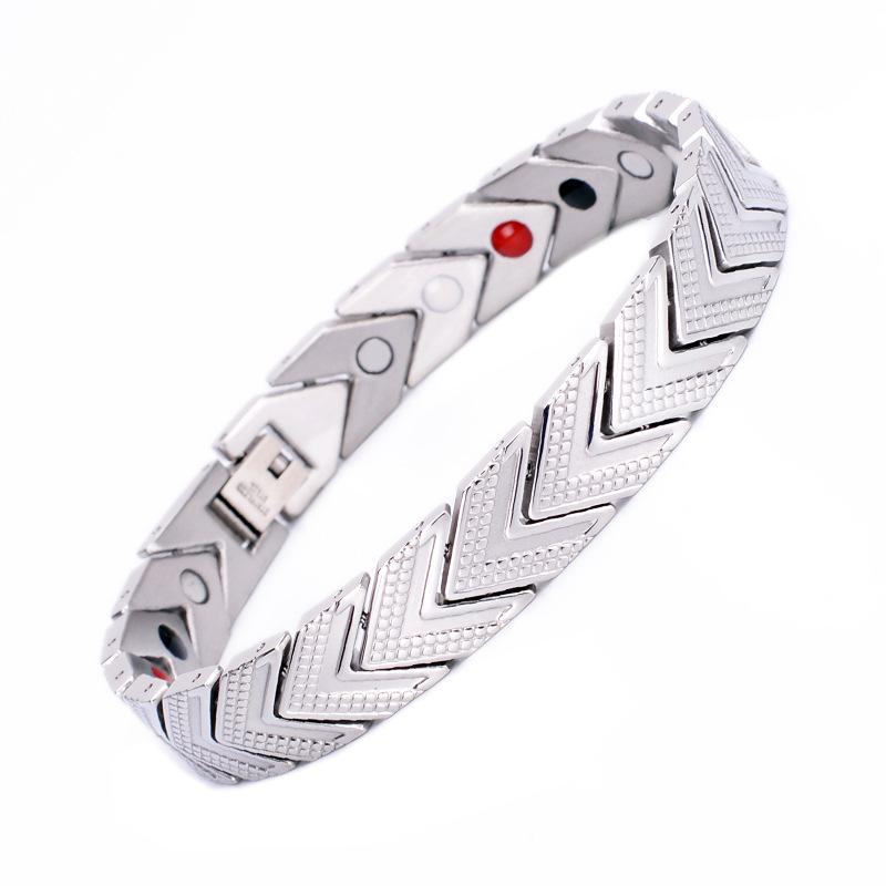 Bracelet Chaîne Magnétique Santé 11mm Couleur Or Rose Punk pour Femmes Hommes Hiphop Acier Inoxydable Noir Bijoux Manchette Bio Énergie Vélo