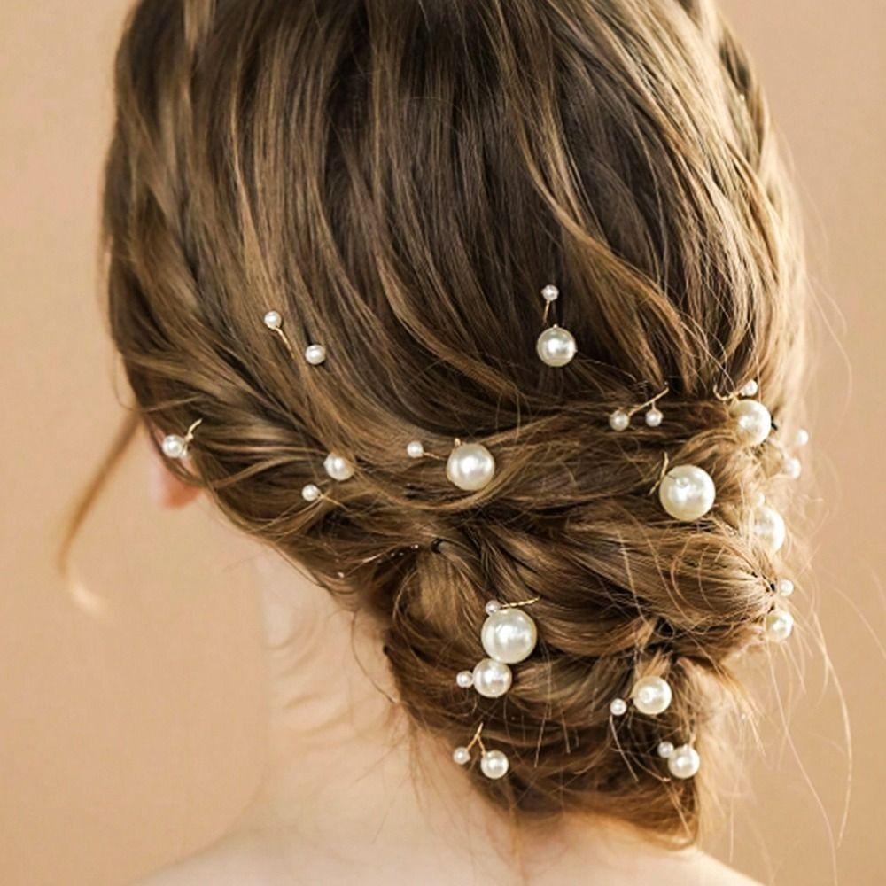 18Pcs/Set Double Head Bridal Imitation Pearl Hair Clip Folding Wedding Hairpins  Ladies