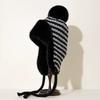 Hairball knitted hat women's winter velvet thickened ear protection hat striped cute warm cycling windproof wool hat