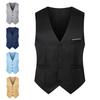 Men Waistcoat Solid Color Single-breasted V Neck Sleeveless Spring Vest for Work