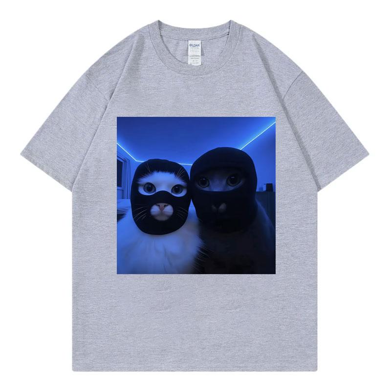 Masked Thief Cat Funny Meme Graphic T Shirts Unisex Unisex Gothic Fashion Short Sleeve TShirts Summer Casual Loose Cotton TShirt